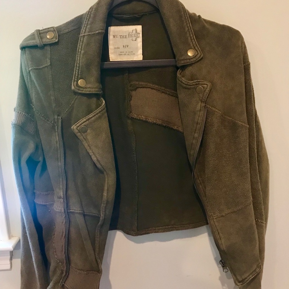 Free People Olive Green Moto Jacket